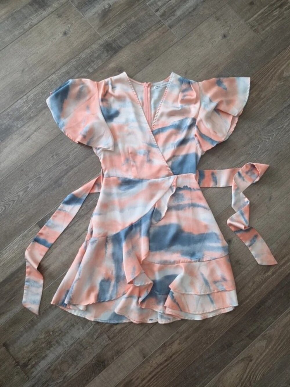 Saints + Secrets apricot and blue mini dress XS New summer vacation